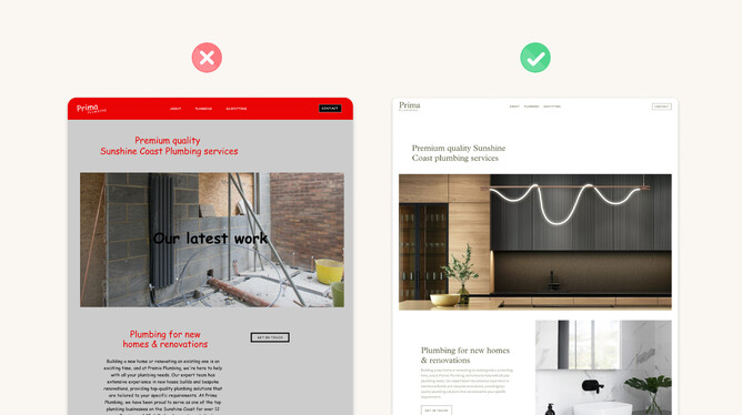 Picture of two websites, one really good and one really bad
