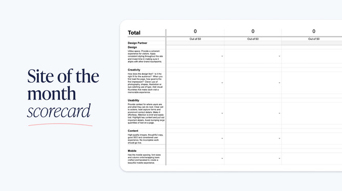 Site of the month scorecard screenshot