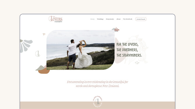 Picture showcasing "The Lovers Photography" website