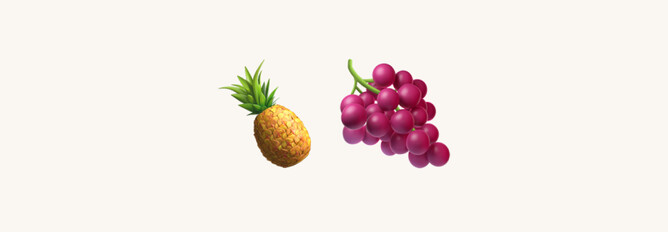 Graphic that shows a pineapple and grape emoji