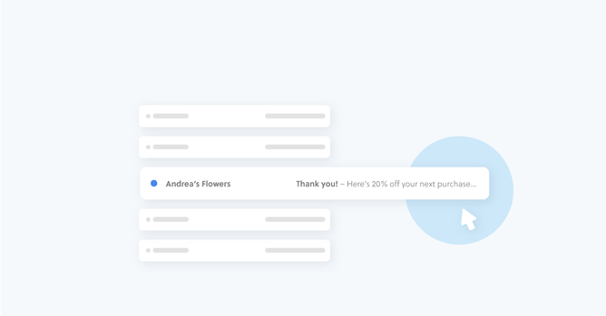 Graphic of sending a thank you code to a customer