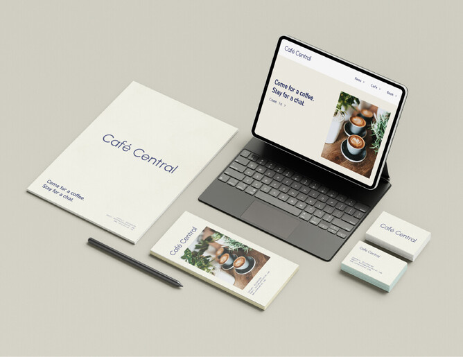 Example of a logo being used in a range of different ways: from flyers, websites, business cards and even posters